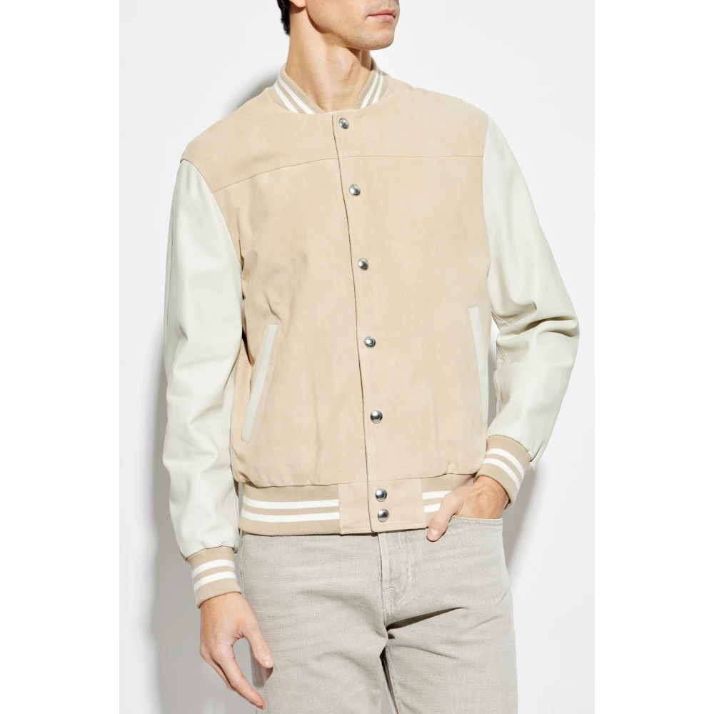 Eleventy Leren jack in bomberstijl Beige Heren