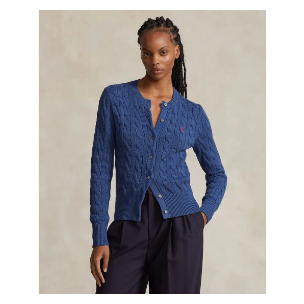 Polo Ralph Lauren Gebreid Cardigan met Kabelpatroon Blue Dames