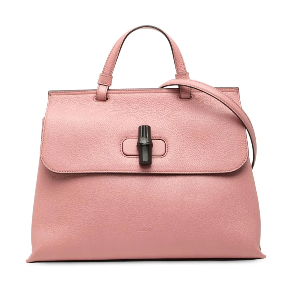 Gucci Vintage Women's Pink Pre-Owned Structured Leather Handbag