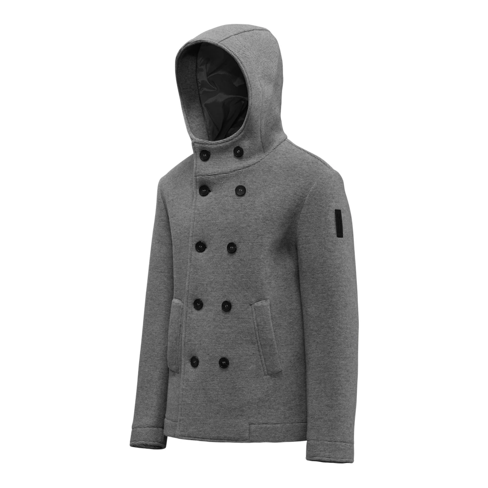 BomBoogie Korte dubbelrijige wollen jas met capuchon Gray Heren