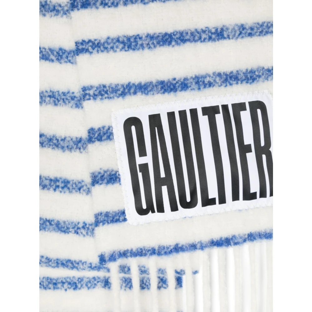 Jean Paul Gaultier Wit Blauw Mohair Sjaal White Dames