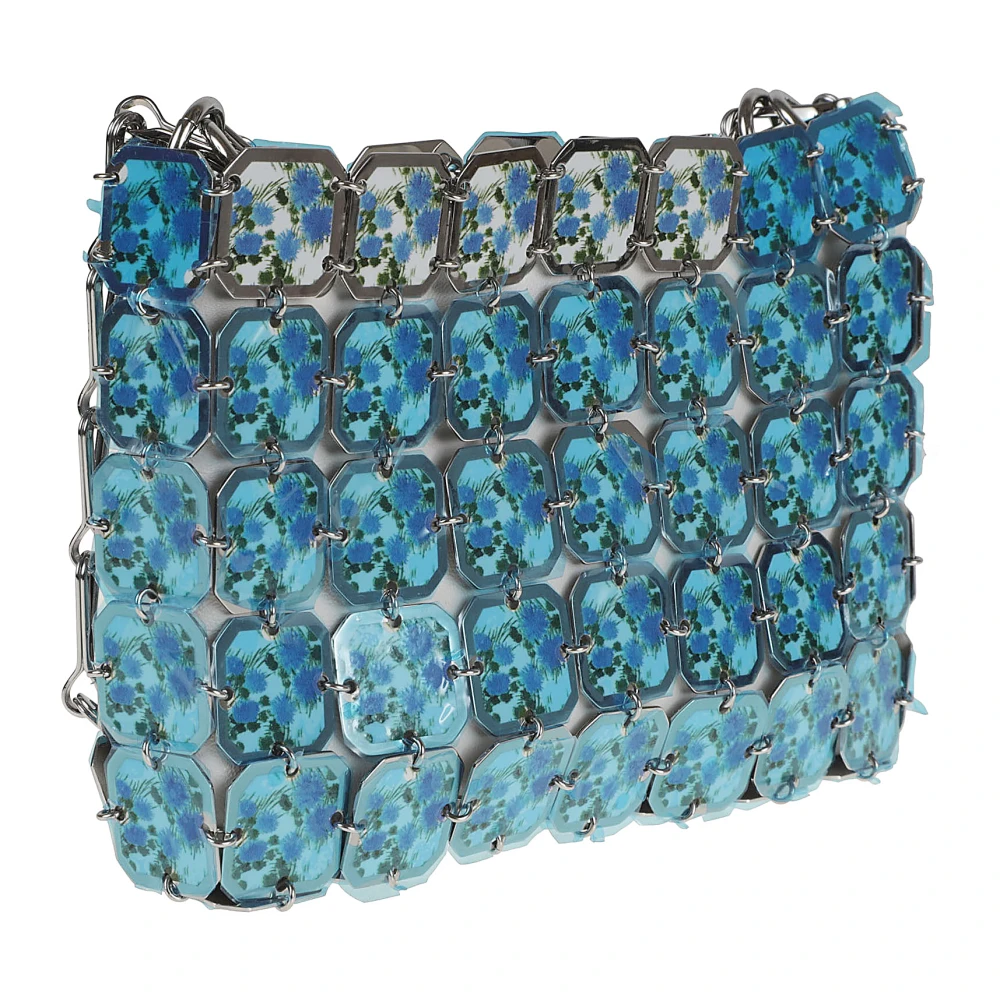 Paco Rabanne Metallic Schoudertas voor Vrouwen Blue Dames