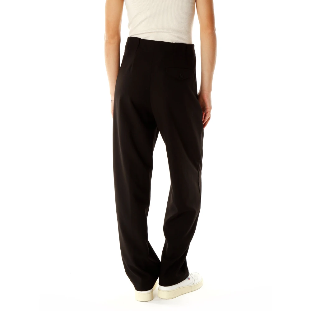 closed Relaxed fit broek met hoge taille Black Dames