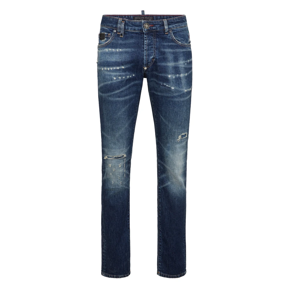 Philipp Plein Men's Blue Slim Fit Jeans, W30, 5-Pocket Super Straight Cut Jeans