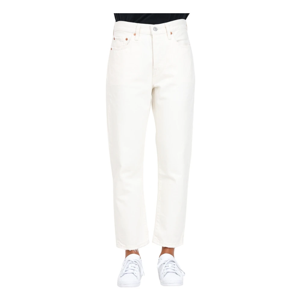 Levi's Witte Denim Hoge Taille Jeans White Dames