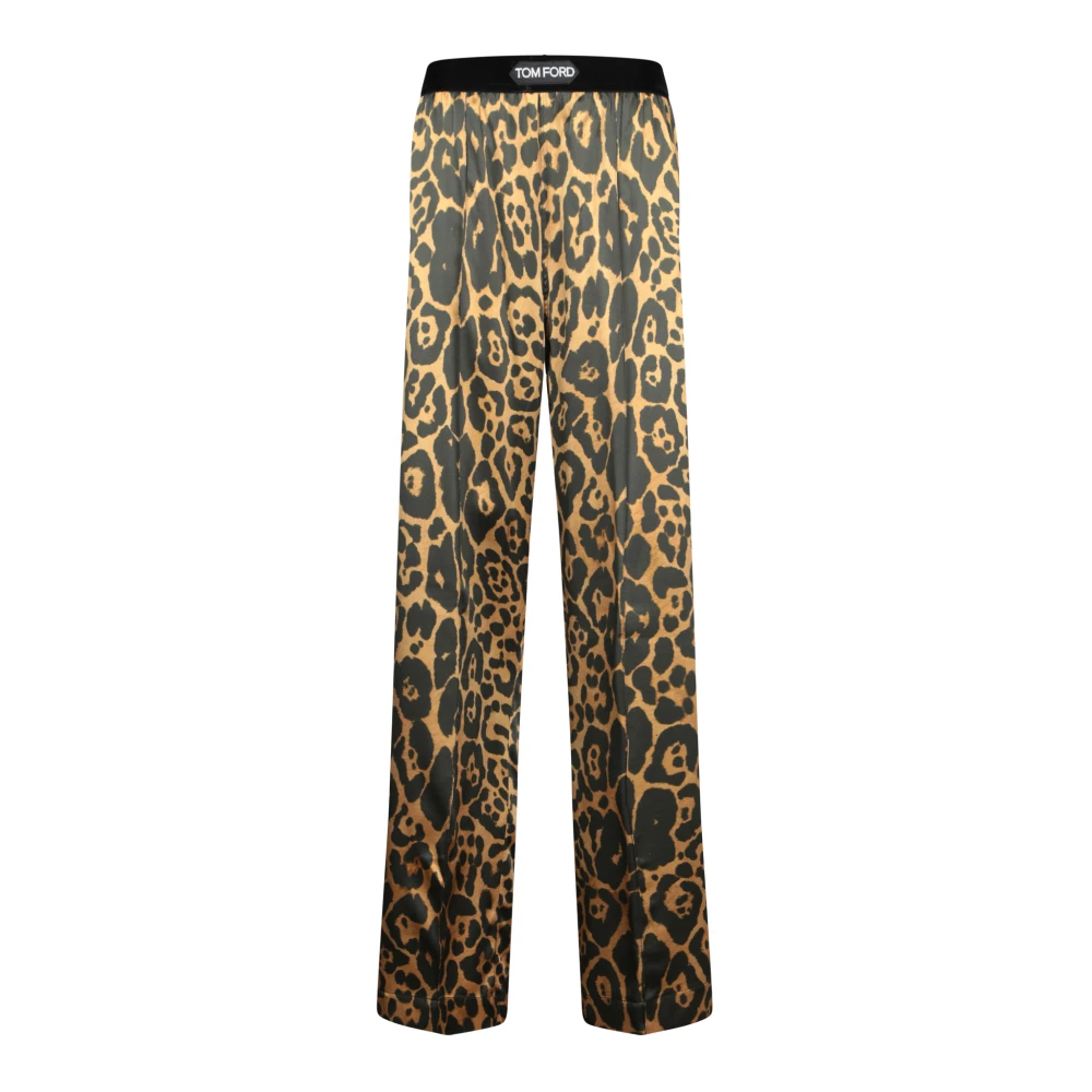 Tom Ford Leopard Satin PJ Byxor Multicolor, Dam