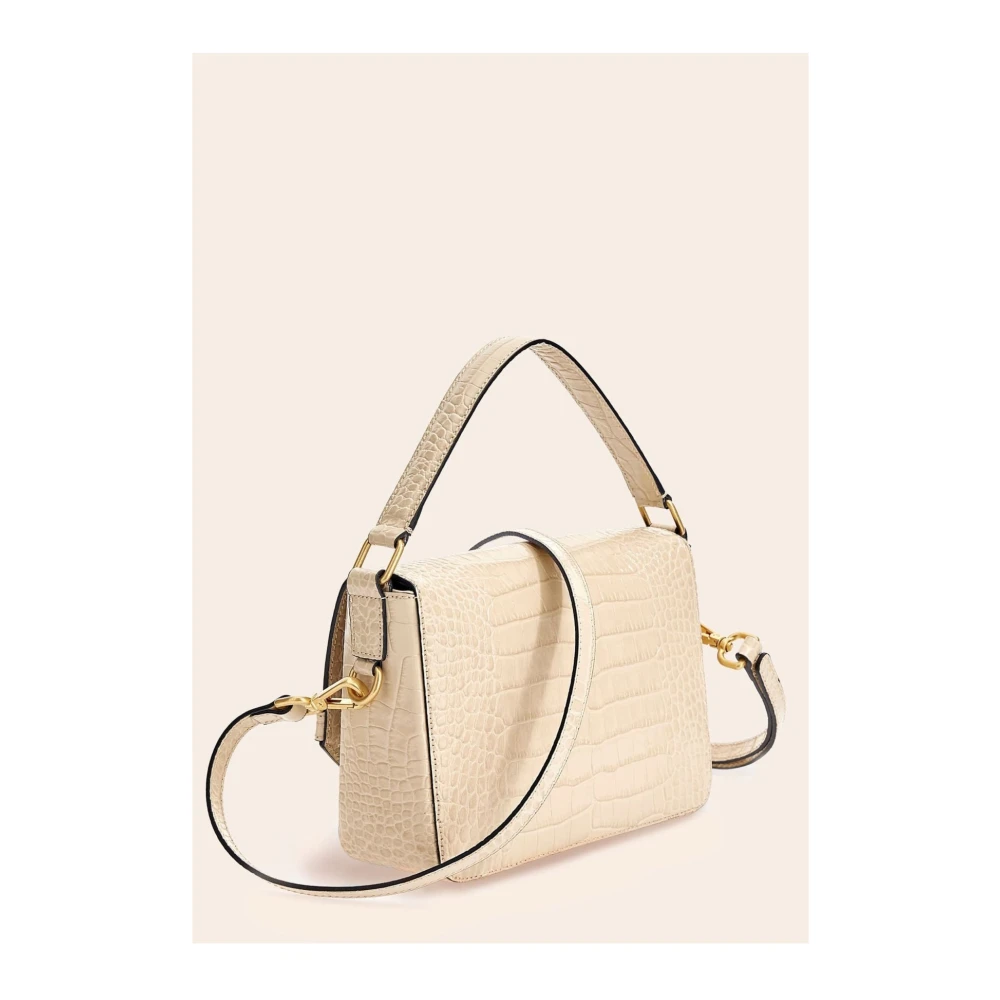 Guess Echt lederen schoudertas Croco patroon Beige Dames