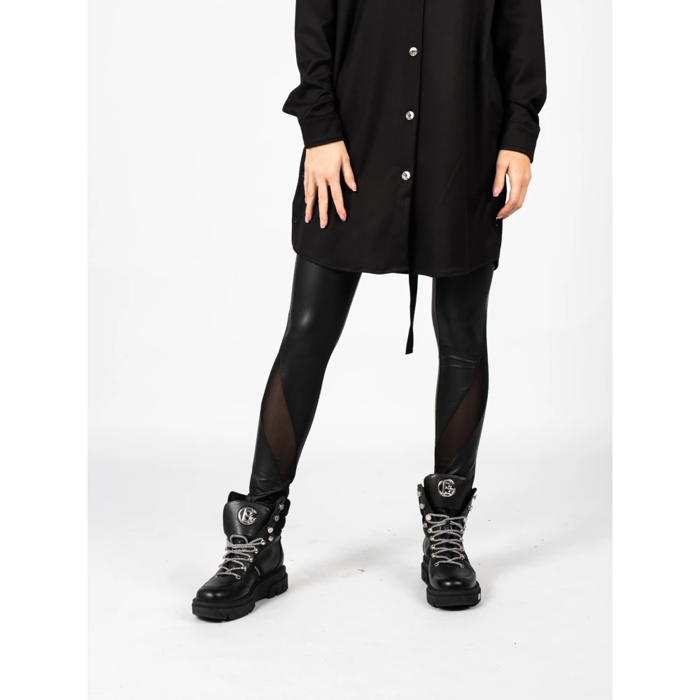 La Haine Inside Us Hoge taille aansluitende leggings met transparante inzetstukken Black Dames