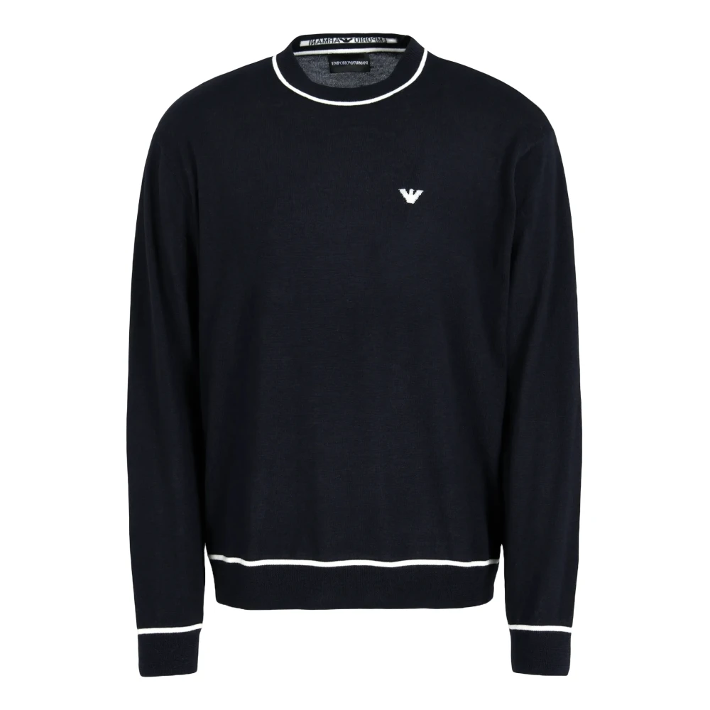 Armani Jacquard Logo Wollen Trui Black Heren