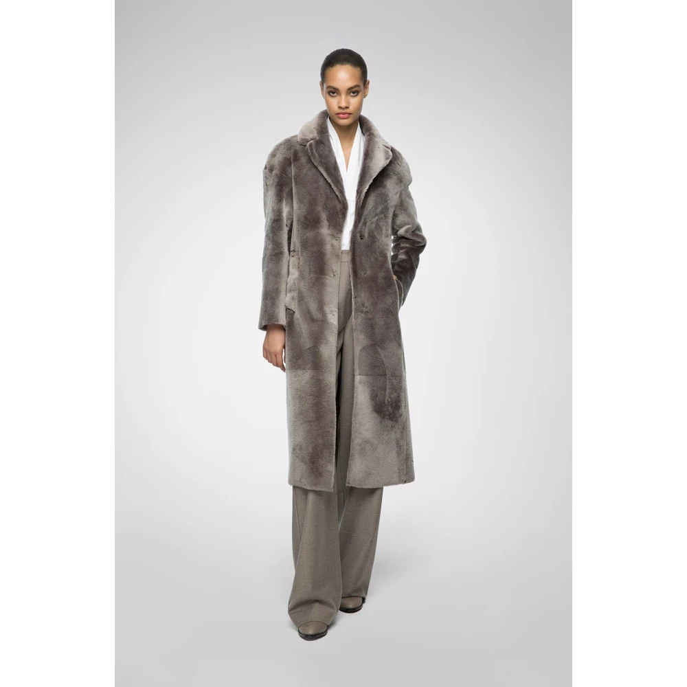 Vespucci by VSP Jennifer Warm Grijs Shearling Jas Gray Dames