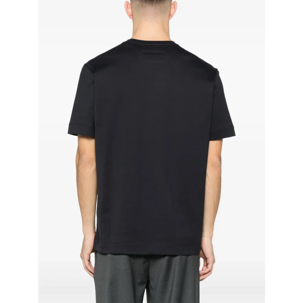 Z Zegna Blauwe T-shirts en Polos met Logo Blue Heren