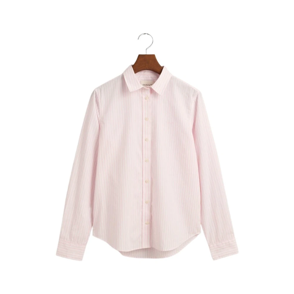 Gant Regular fit gestreept popeline overhemd Pink Dames