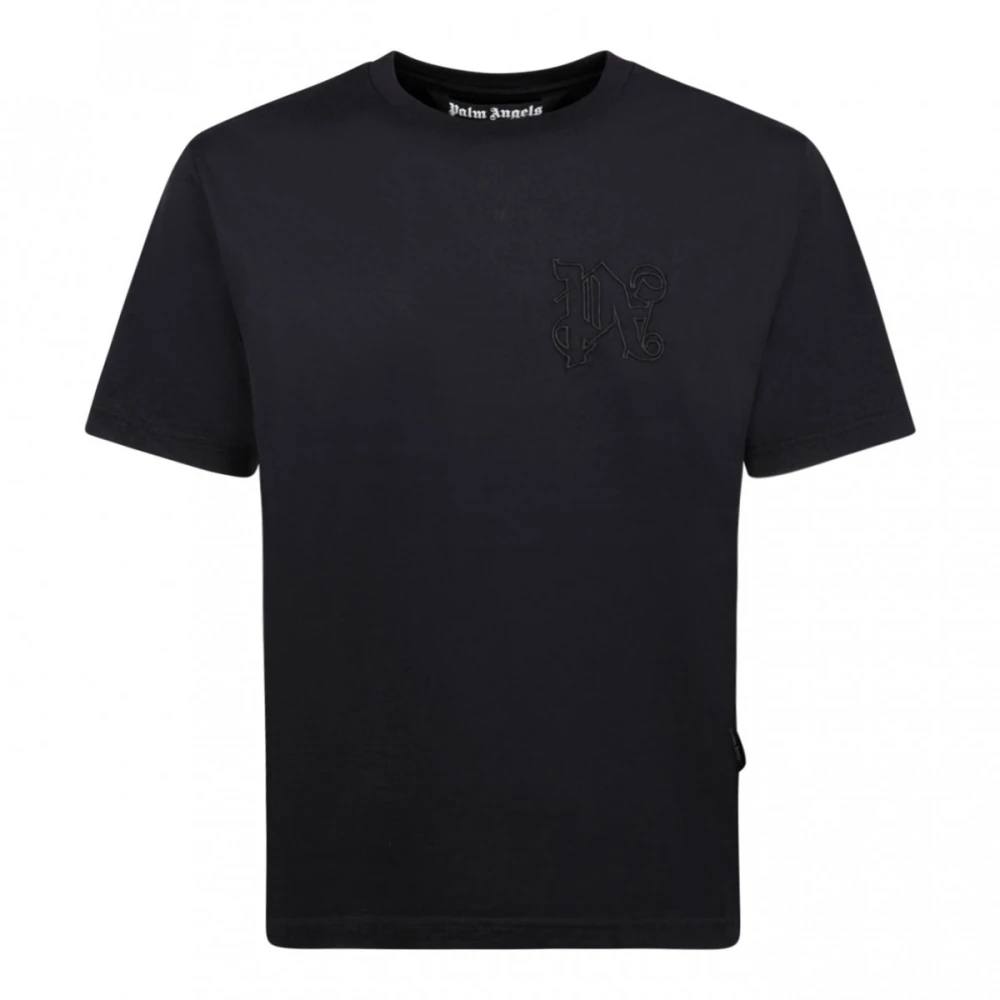 Palm Angels Zwart Logo T-Shirt met Borduursel Black Heren
