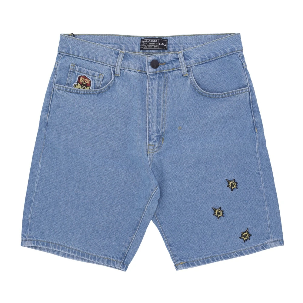 Propaganda Baseball Denim Shorts Blauw Blue Heren