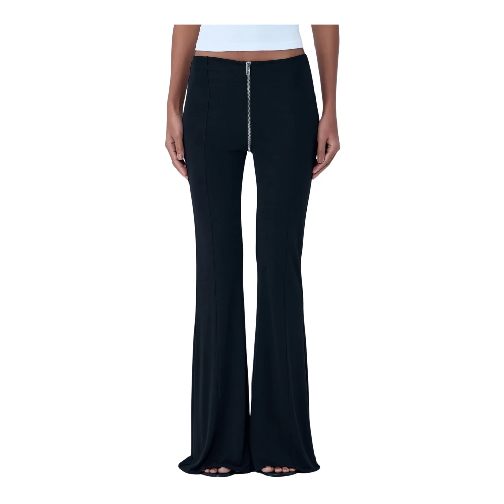 Alexander Wang Women's Black High-Rise Flared Trousers - Wide Trousers - S - Trousers