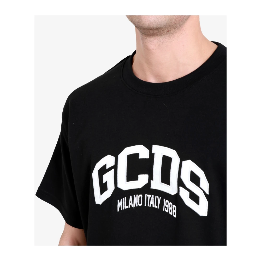 Gcds Logo Loose Ronde Hals Katoenen T-Shirt Black Heren