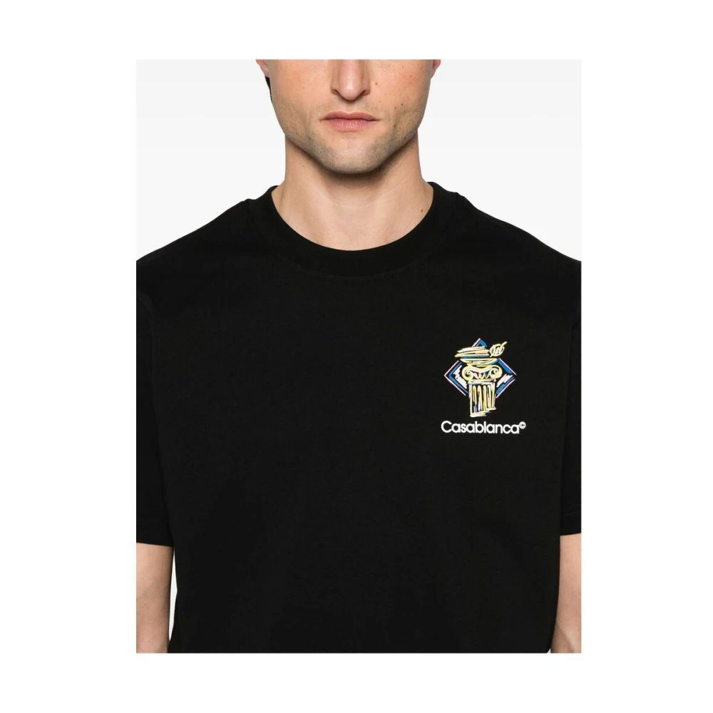 Casablanca Zwart Logo Print Crew Neck T-shirt Black Heren