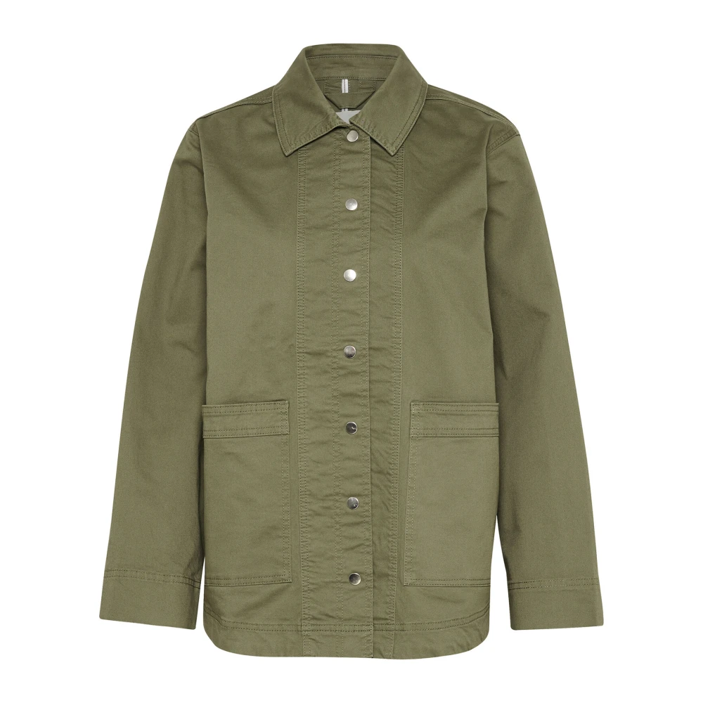 Part Two Stijlvolle Jas met Oversized Zakken Green Dames