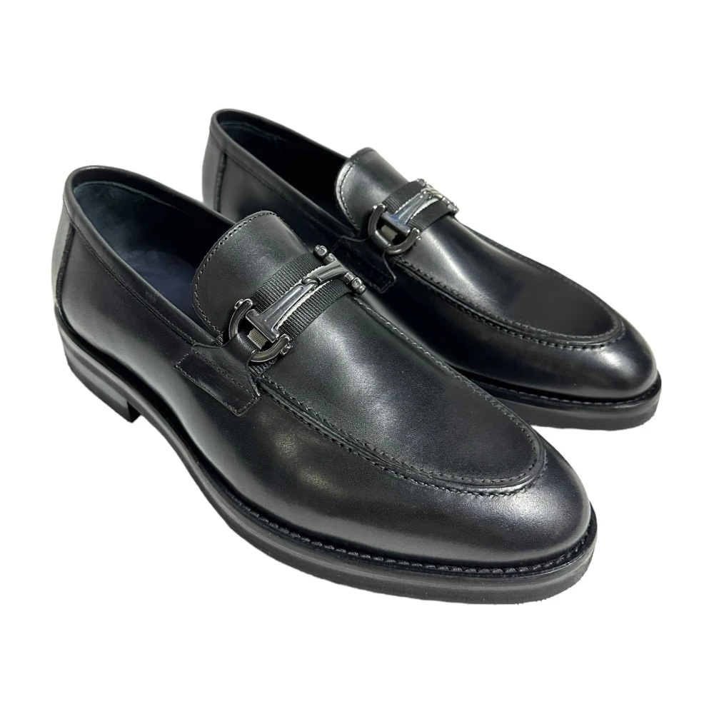 Marechiaro 1962 Zwarte leren mocassin met rubberen zool Black Heren