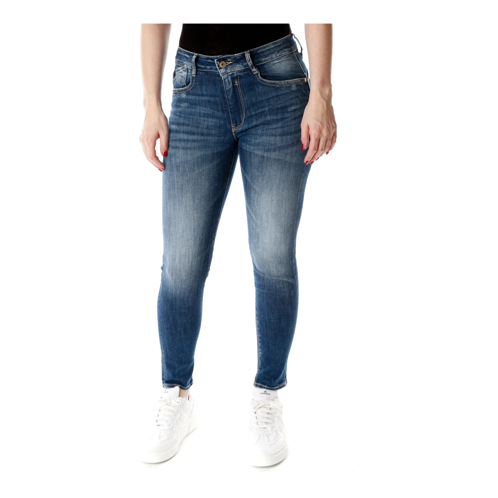 Le Temps Des Cerises Highwaist Slim Fit Jeans met Push-up Effect Blue Dames