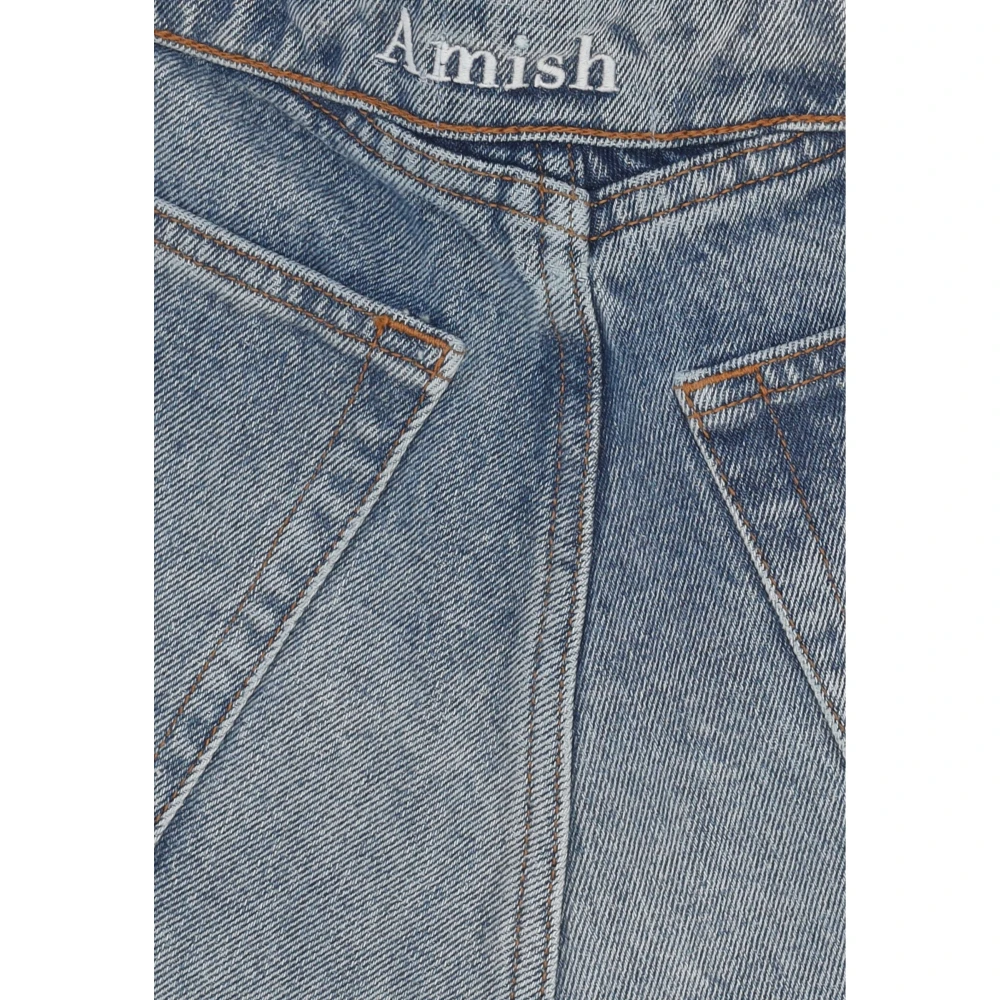 Amish Oprollen Denim Jeans Blue Dames