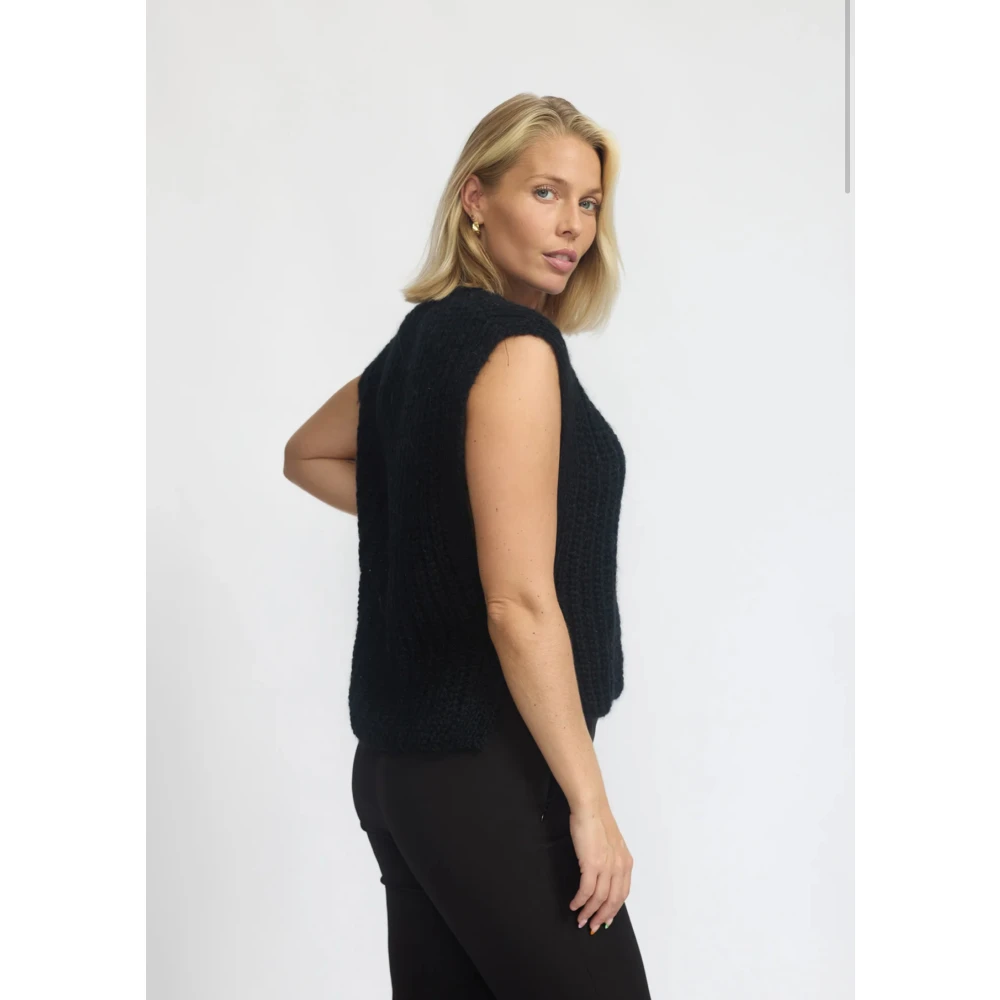 2-Biz V-hals gebreide trui Black Dames