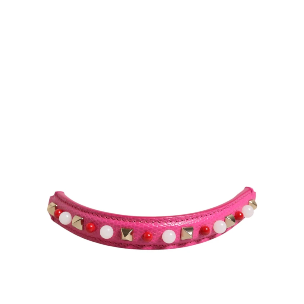 Dolce & Gabbana Women's Pink Embellished Leather Bag Handle Strap