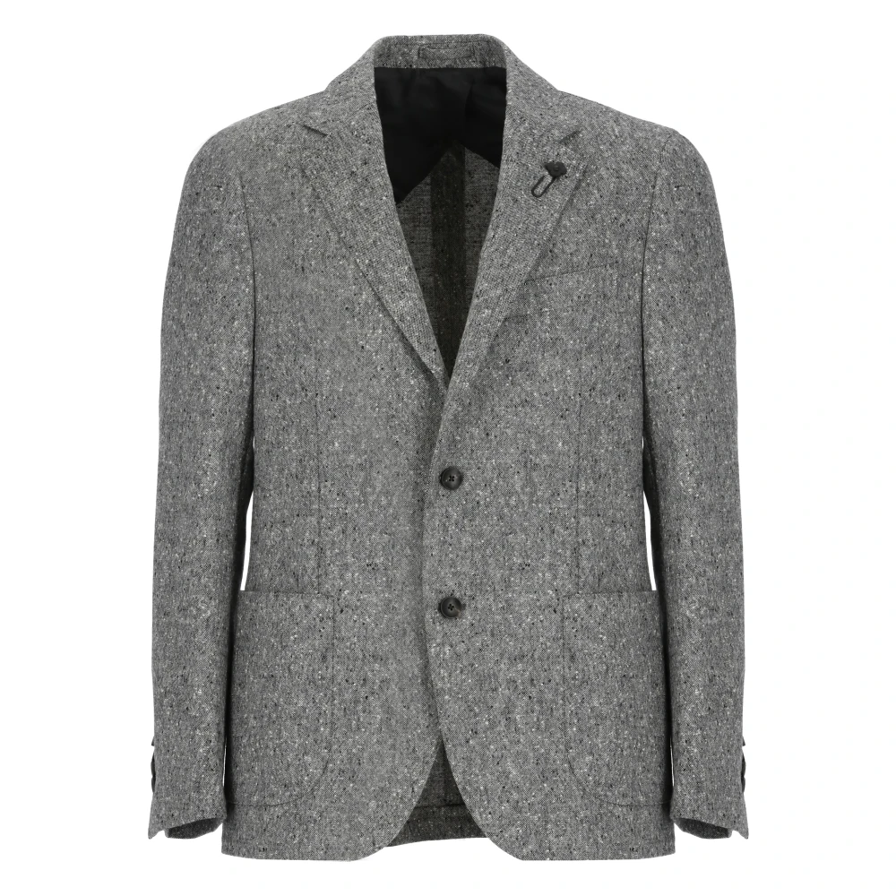 Lardini Grijze Wol Peak Revers Jas Gray Heren