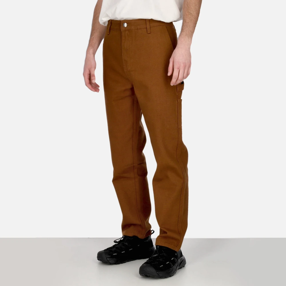 Dolly Noire Canvas Timmerman Broek met Elastische Taille Brown Heren