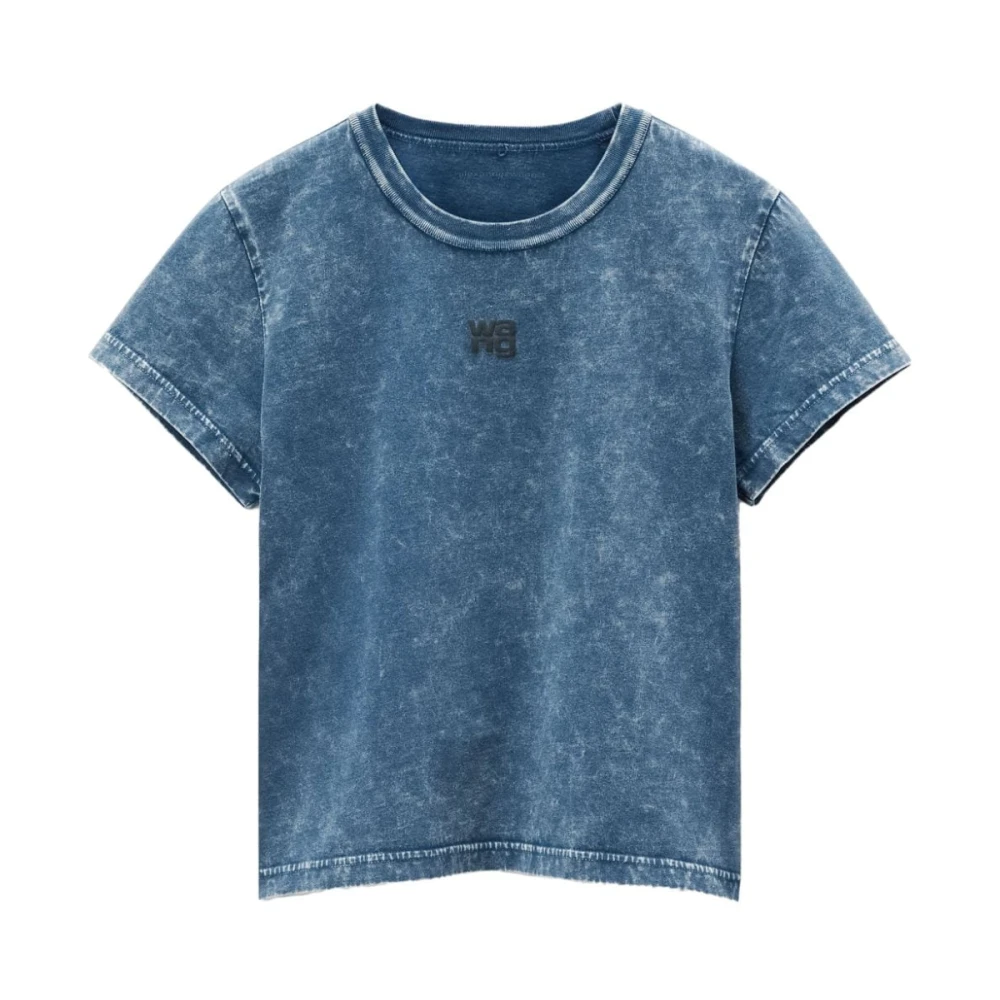 Alexander wang Katoen Acid Wash Appliqué Logo T-shirts Blue Dames