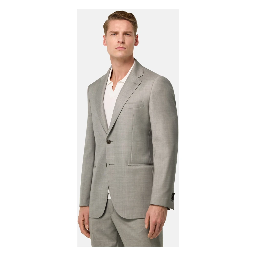 Boggi Milano Grisaille puur wollen pak Beige Heren