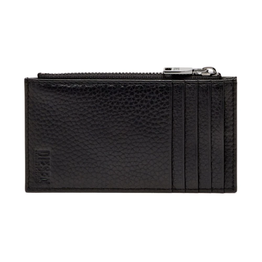 Diesel Zwart Leren Ovaal Logo Kaartsleuven Black Dames