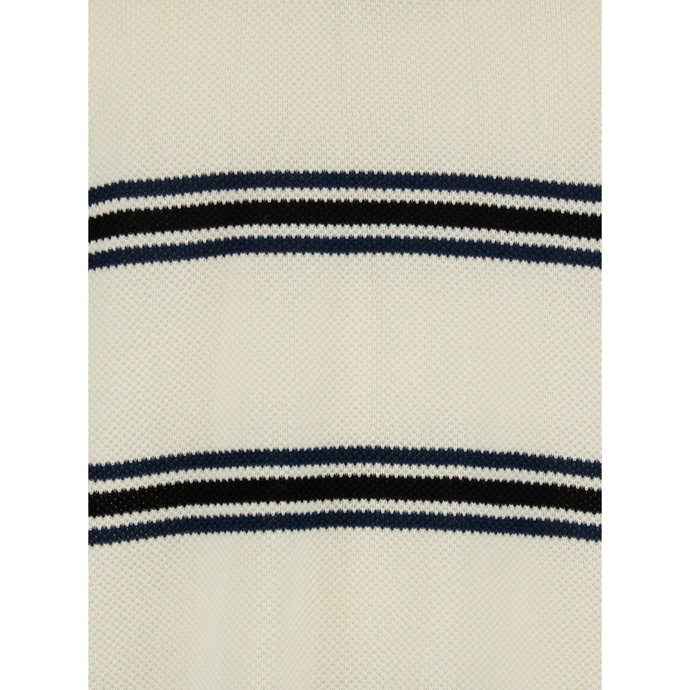 Dunst Gestreept Wit Poloshirt Katoen Piquet White Heren
