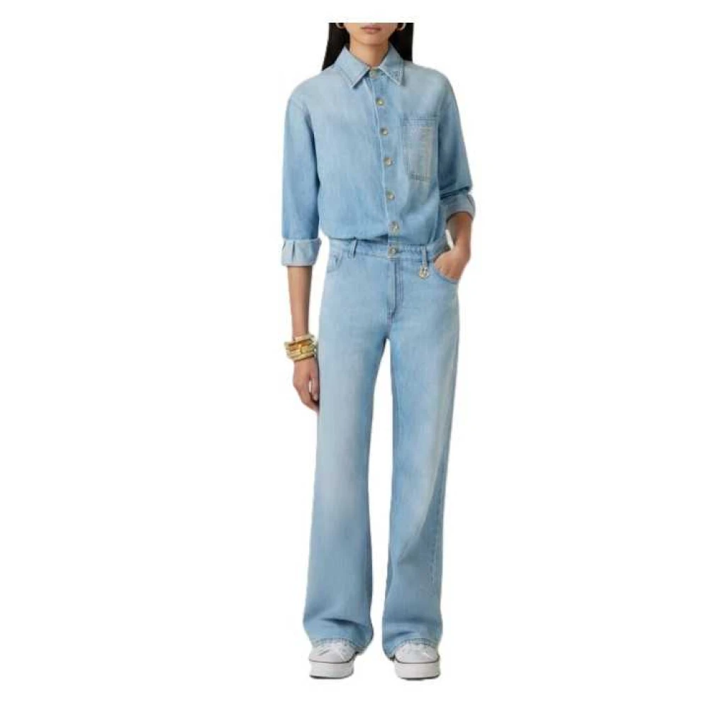 Elisabetta Franchi Blue Jumpsuits, Female, Xl, Faded Denim Jumpsuit
