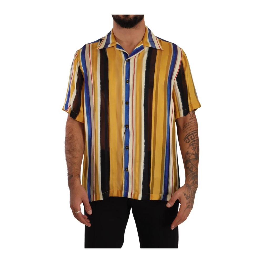 Dolce & Gabbana Men's Luxurious Striped Silk Shirt Th7539