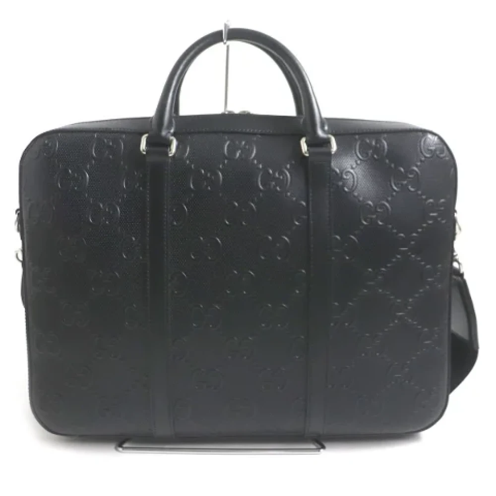 Gucci Vintage Pre-owned Leather briefcases Black Heren