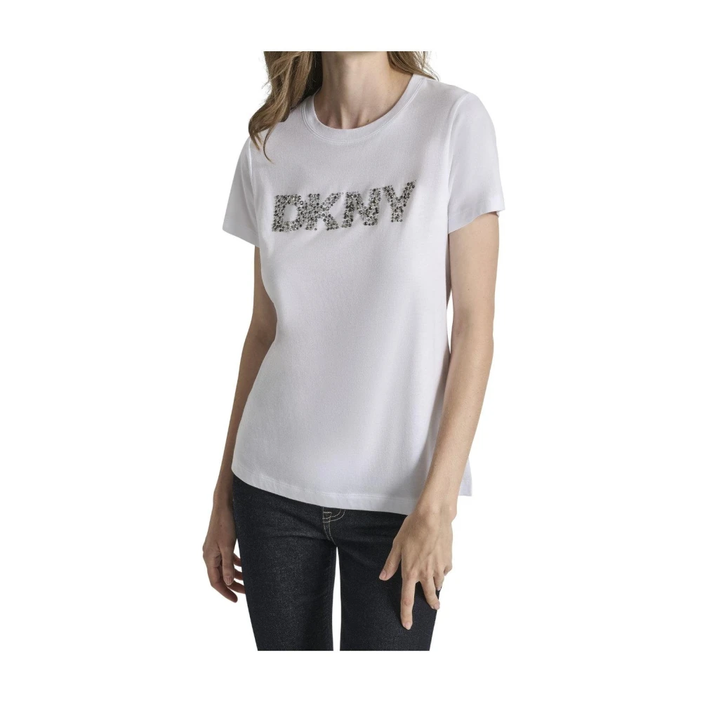 Dkny White T-Shirts, Female, L, Satin T-Shirt