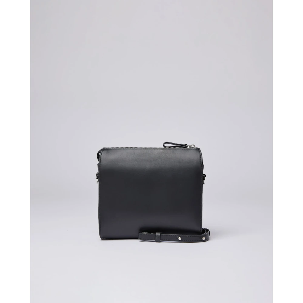 Sandqvist Elegante Minimalistische Leren Schoudertas Black Dames