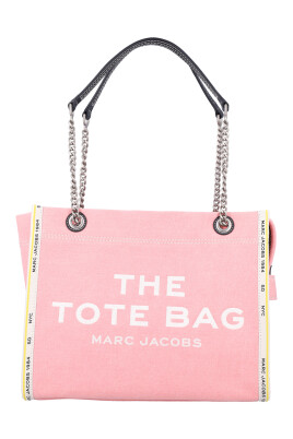 sac-fourre-tout-en-denim-rose-avec-poignee-en-chaine-de-cuir