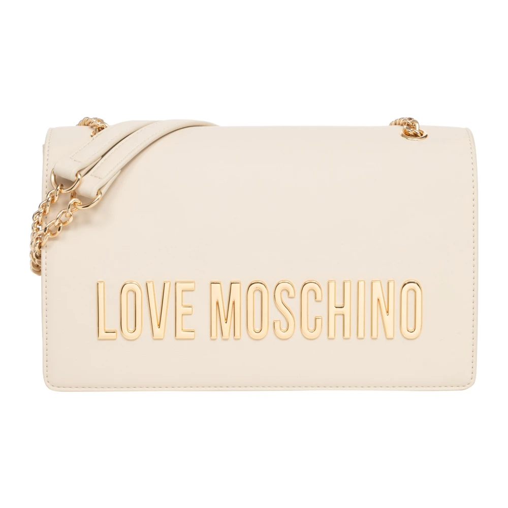 Love Moschino Women's Beige Adjustable Strap Shoulder Bag With Magnet Closure