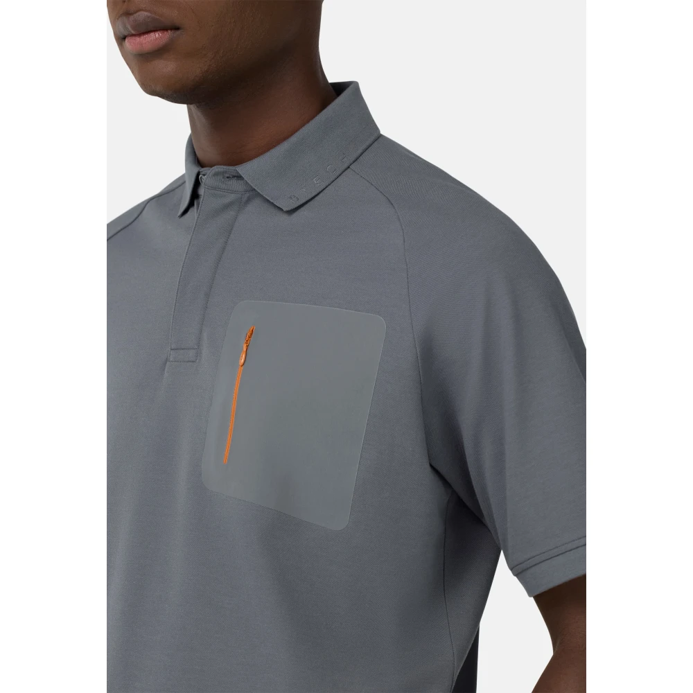 Boggi Milano B Tech Cool Jade-Fresh Piqué Polo Shirt Gray Heren