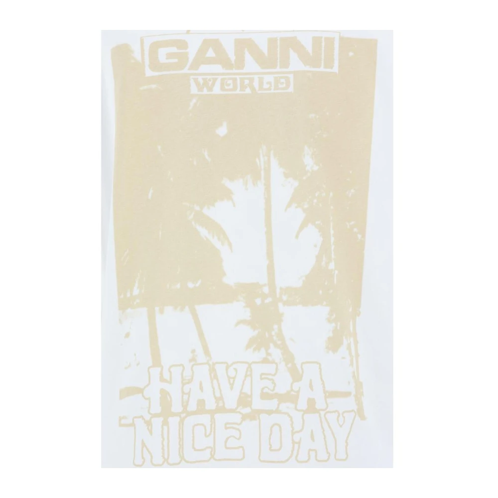 Ganni Maxi Print Katoenen Trui White Dames