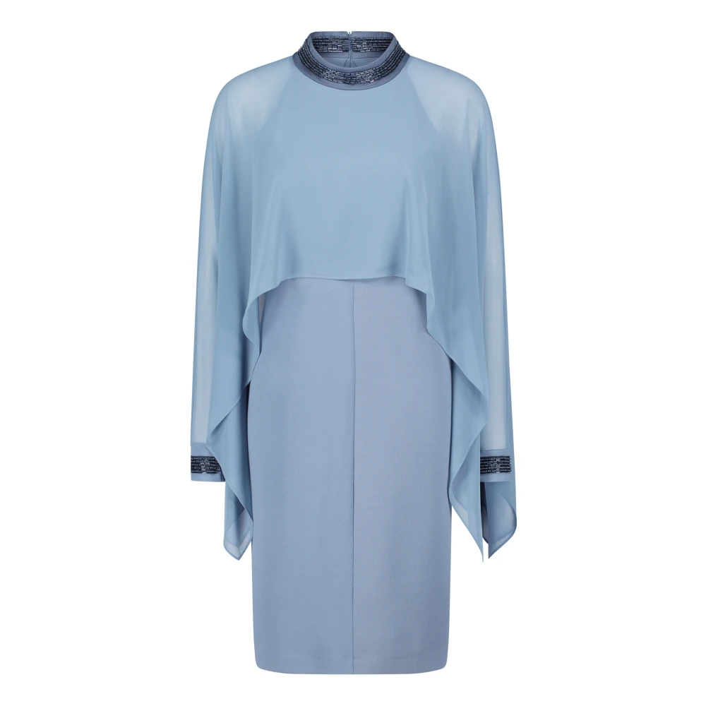 Vera Mont Elegante Cocktailjurk met Opstaande Kraag Blue Dames