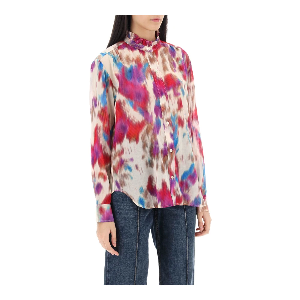 Isabel Marant Étoile Katoenen shirt met schaduw motief en gerimpelde kraag Multicolor Dames
