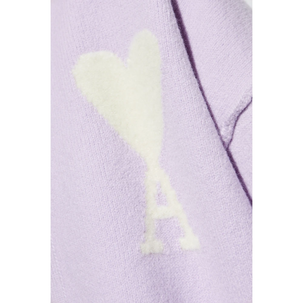 Ami Paris Cardigan met Logo Purple Heren