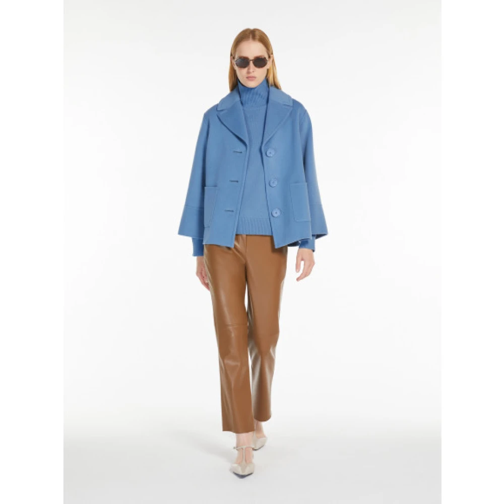 Max Mara Slim Fit Broek van Gecoat Stof Brown Dames