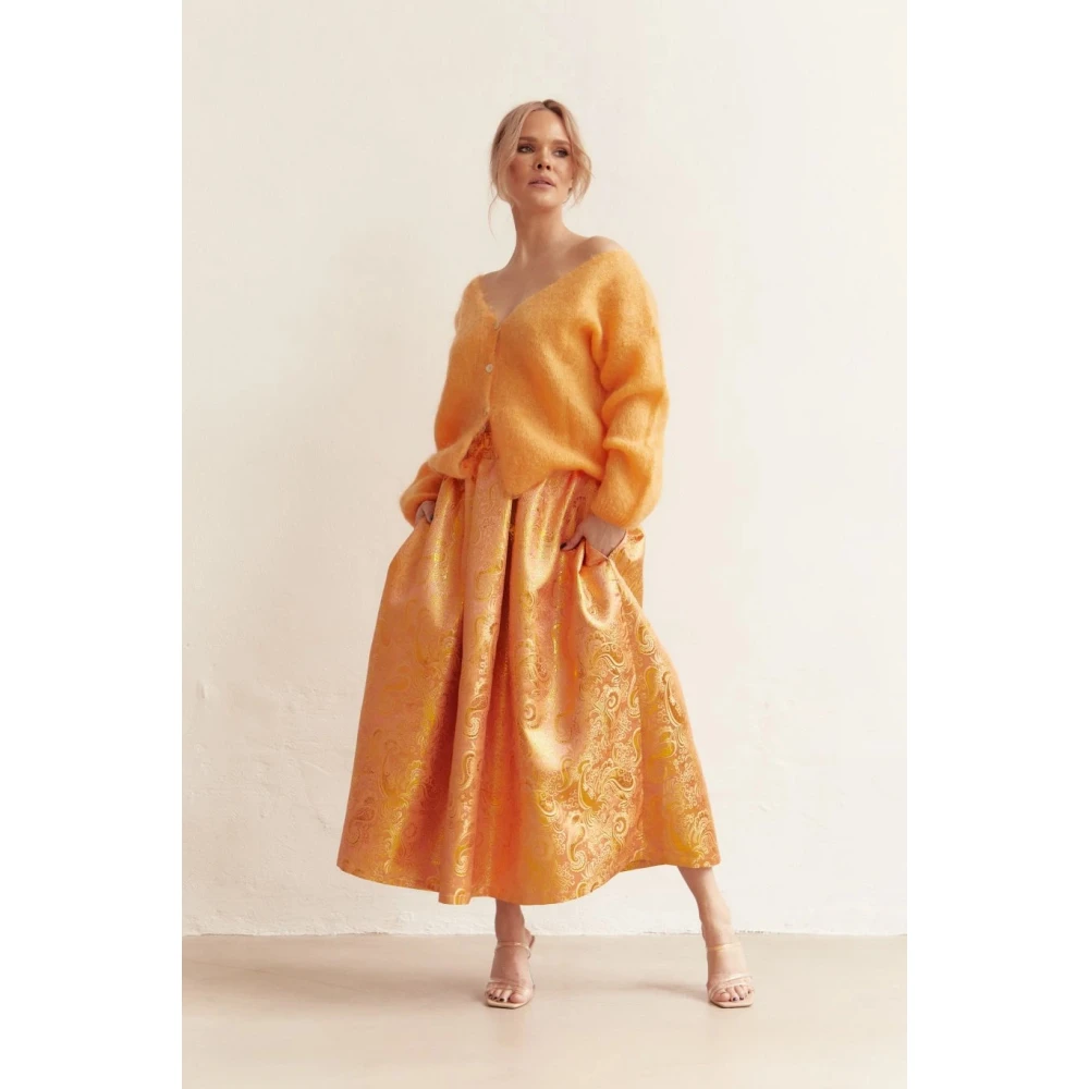 American Dreams Batik-geïnspireerde Mohair Cardigan Orange Dames