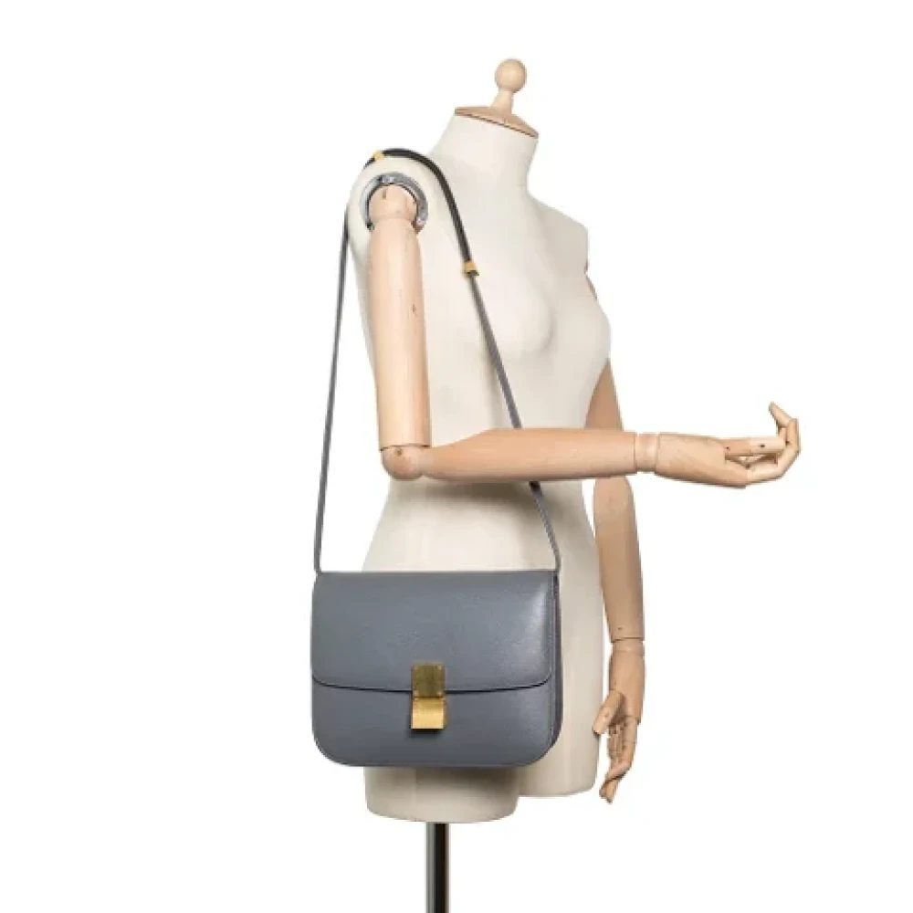 Celine Vintage Pre-owned Leather celine-bags Gray Dames