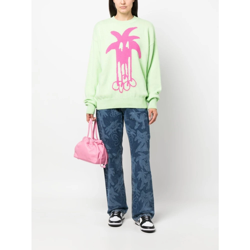 Palm Angels Allover Laser Denim Jeans Blue Heren