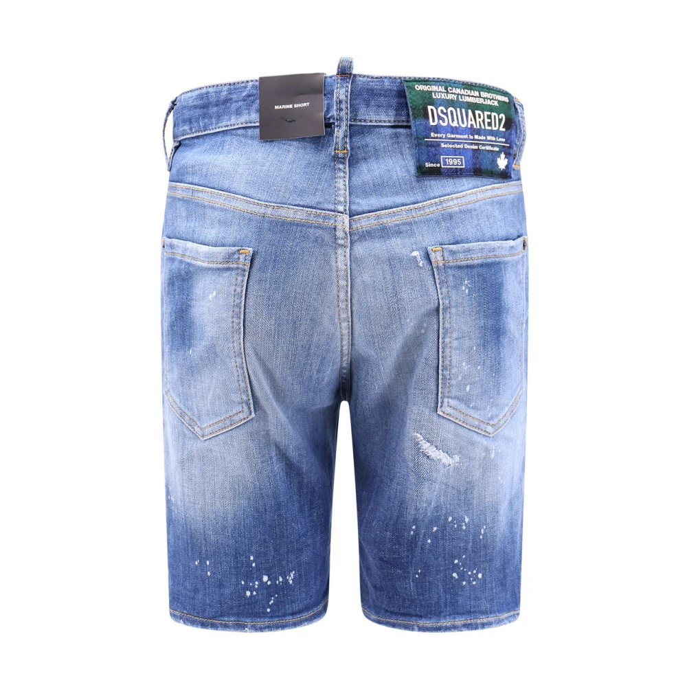 Dsquared2 Denim Bermuda Shorts met Logo Knopen Blue Heren